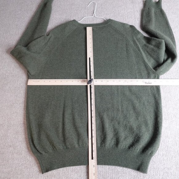 Oliver & James Mens Sweater Large Green Olive Raglan 100% Cashmere - Picture 8 of 11